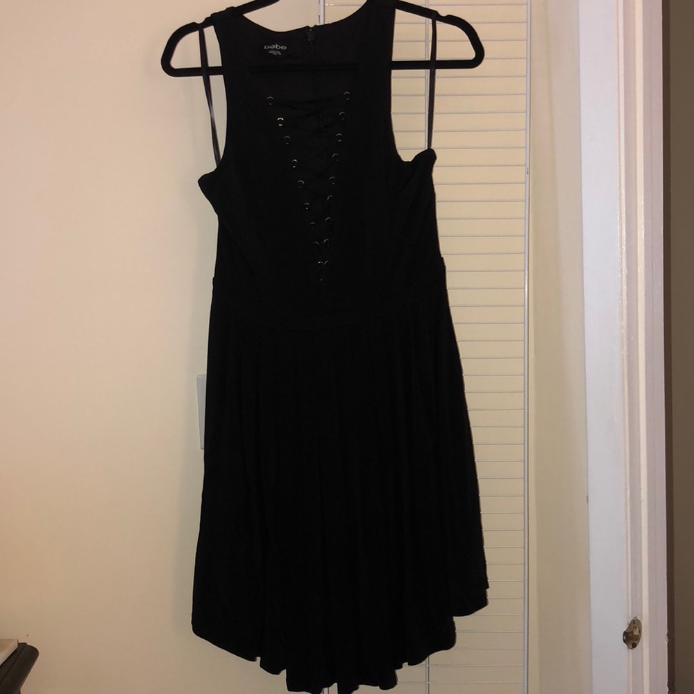 Bebe black lace up dress